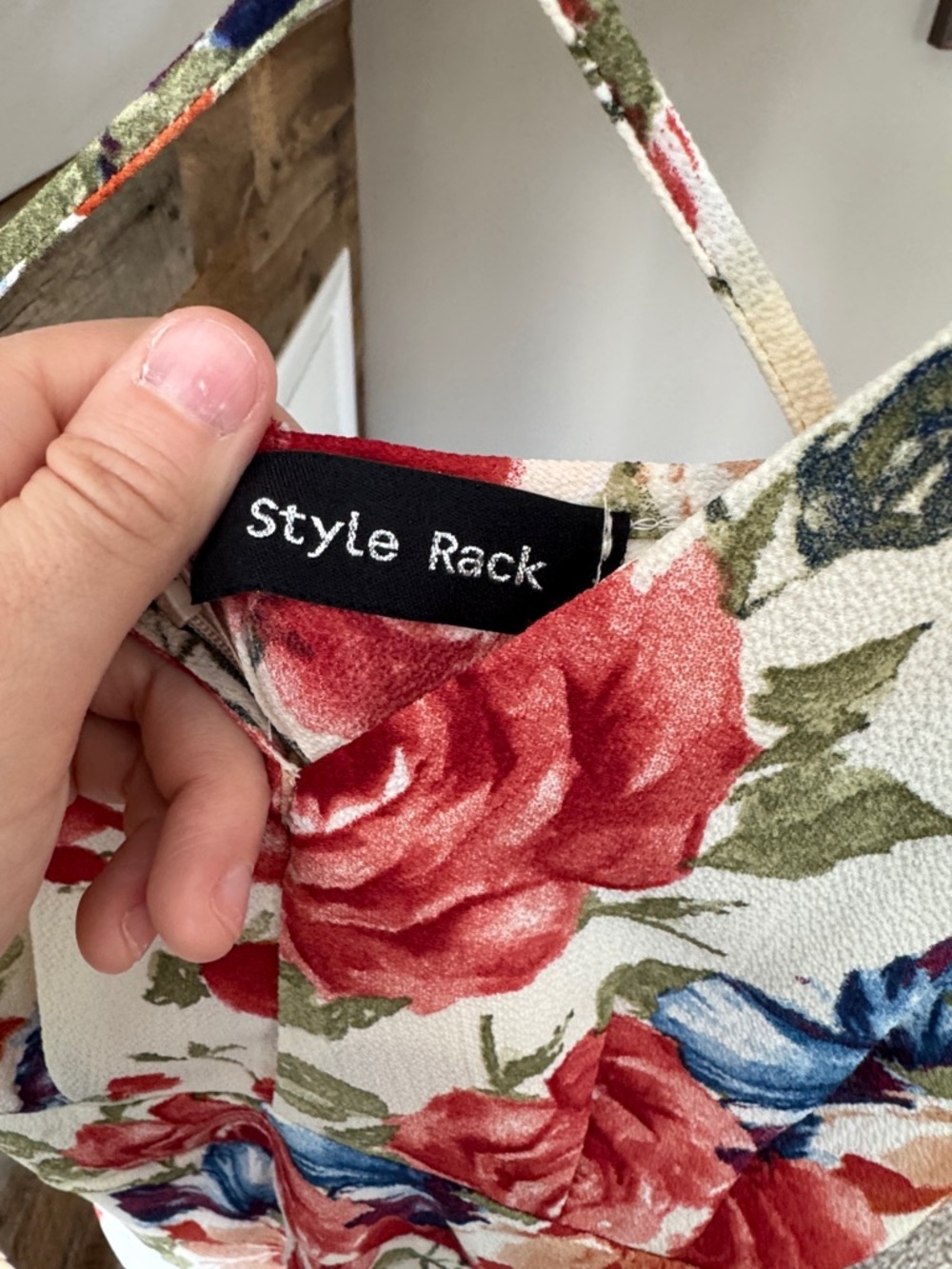 Style Rack Cream Floral Maxi Dress with Red & Blue Roses - Picture 2 of 3